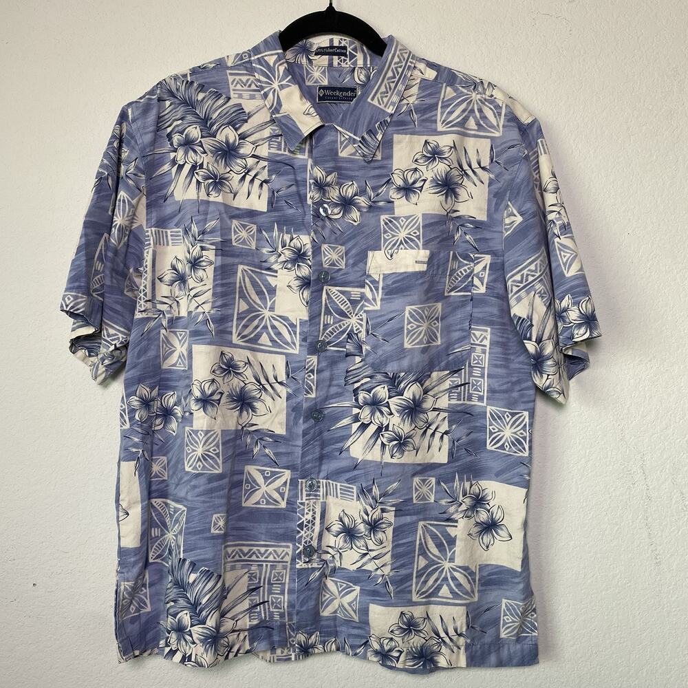 Weekender 100% Finest‎ Cotton Mens Hawaiian Short Sleeve Button Up Resort Beach